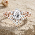 1.0CT~5.0CT Kite cut Lab grown Diamond Luxury Pave Leaf Engagement Ring set