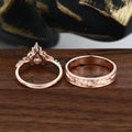 Nature Inspired Moissanite Couple Rings | D Color VVS1 | Rose Gold Leaf Wedding Bridal Set