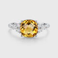 Square cut Citrine Solid Gold Engagement Ring