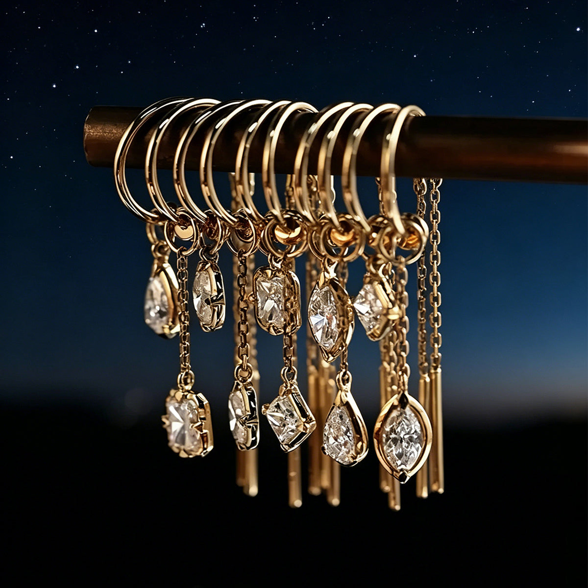 Pear Lab grown Diamonds Hoop Earrings Set
