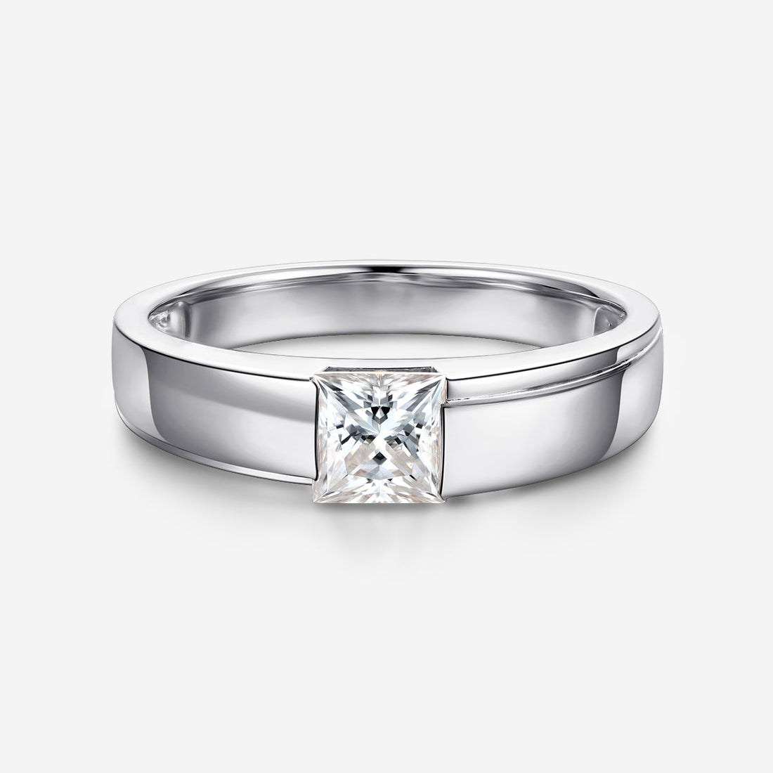 Princess Cut Moissanite Statement Ring • Mens Wedding Band (Copy)