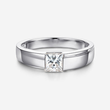 Princess Cut Moissanite Statement Ring • Mens Wedding Band (Copy)