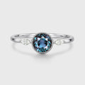 Bezel setting Round cut Lab Alexandrite Gold Engagement Ring