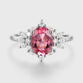 Oval cut Tourmaline Cluster Engagement ring
