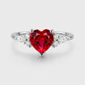 Heart cut Lab Ruby Engagement ring