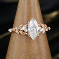 Nature Inspired Marquise cut Moissanite Leaf Gold Engagement Ring