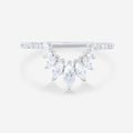Marquise cut Moissanite  Half Eternity Diamonds Curved Wedding Band