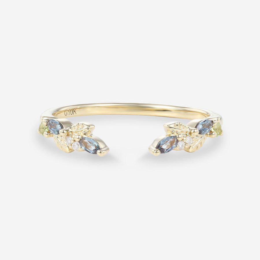 Marquise cut Lab Alexandrite Curved Wedding Band Matching Engagement ring