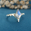 Kite Cut Labradorite Yellow Gold Engagement Ring