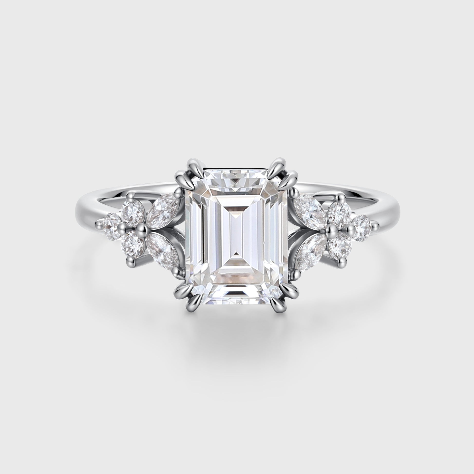 Emerald cut Moissanite Engagement ring