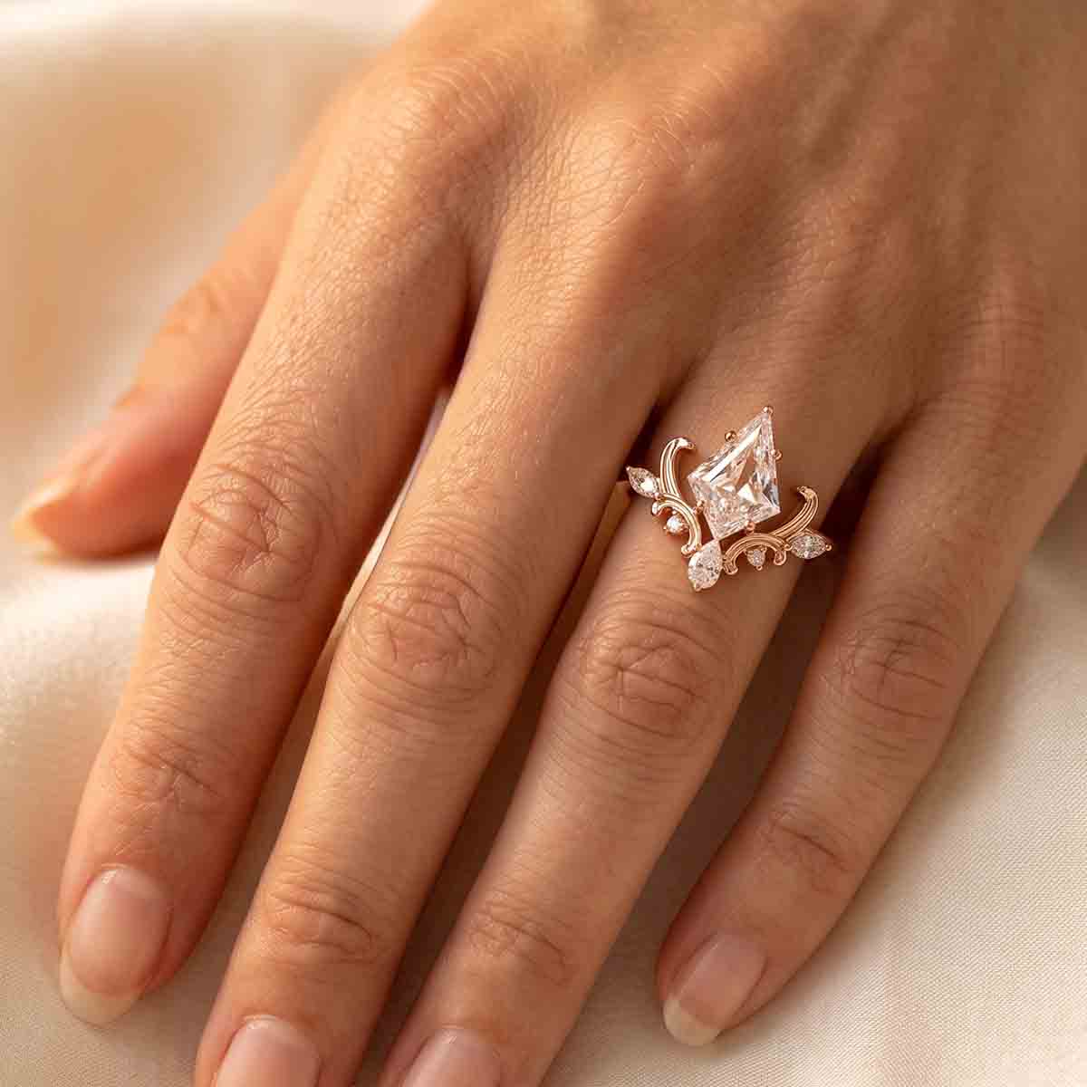 Vintage 1.0CT~3.0CT Kite cut Lab grown Diamond Engagement Ring