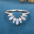 Marquise cut Opal |  Diamond Curved Wedding Band Ring