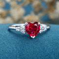 Heart cut Lab Ruby Engagement ring