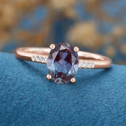 Oval cut Alexandrite | Diamond Engagement ring 