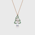 Christmas Tree Pendant Necklace with Moissanite + Lab Emerald Halo Accents
