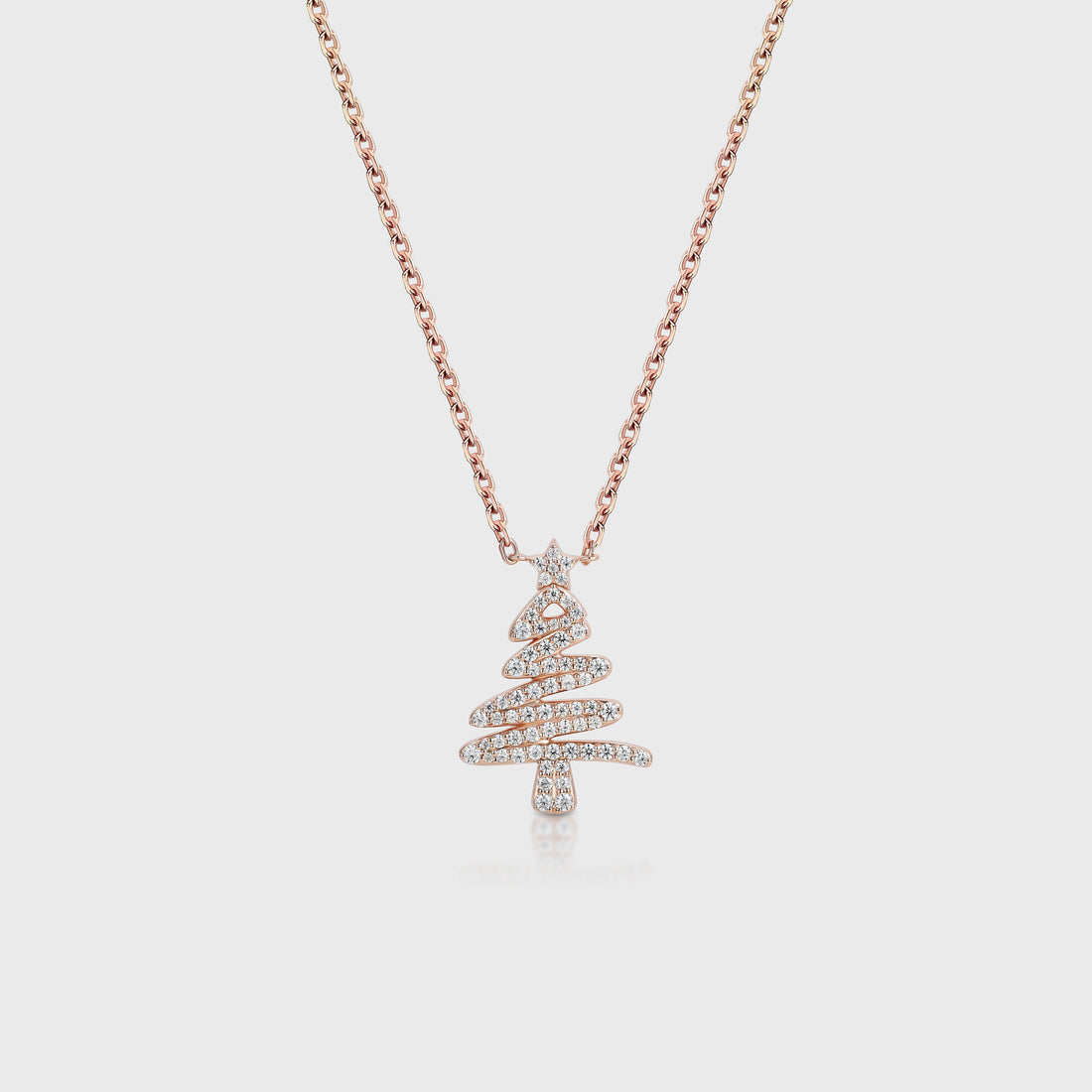 Christmas Tree Pendant Necklace with Moissanite or Diamonds Halo Accents