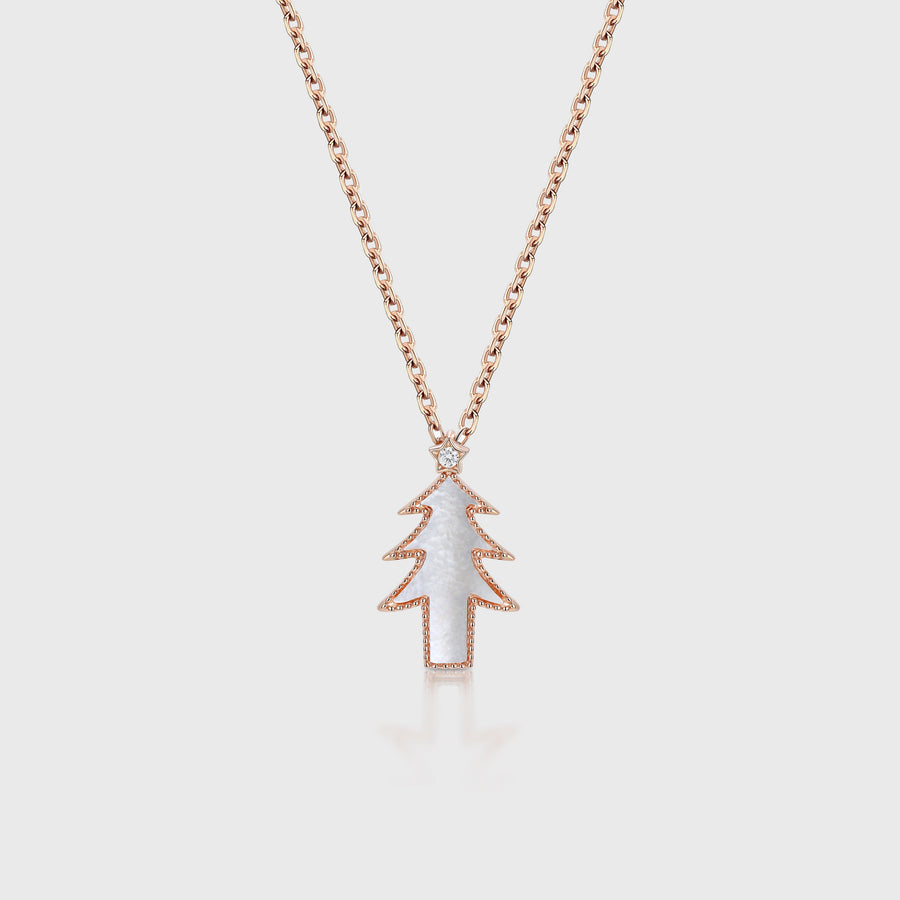 Christmas Tree Pendant Necklace with Moissanite Or Diamonds