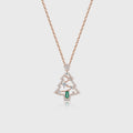 Christmas Tree Lab Emerald Pendant Necklace with Moissanite Halo Accents