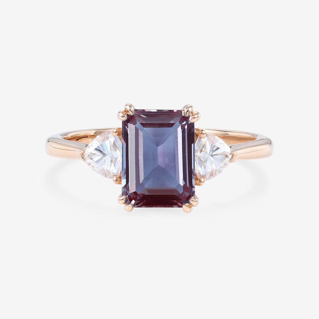 2.0Carat Emerald Cut Alexandrite Engagement Ring