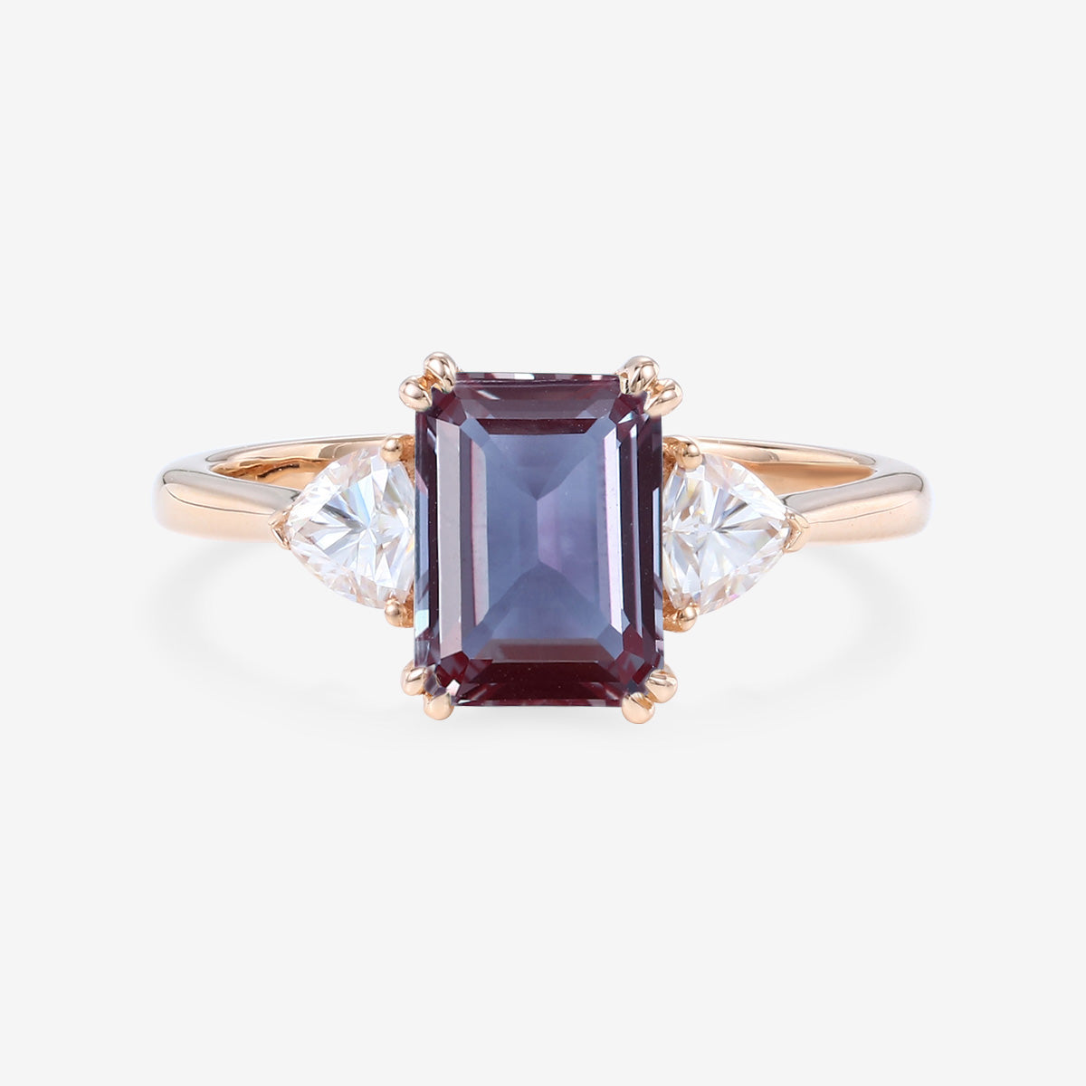 2.0Carat Emerald Cut Alexandrite Engagement Ring