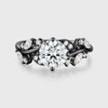 Nature Inspired Round cut Moissanite Leaf Gold Engagement Ring