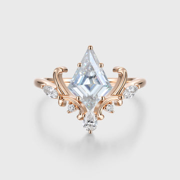 Kite Cut Moissanite Rose Gold Engagement Ring