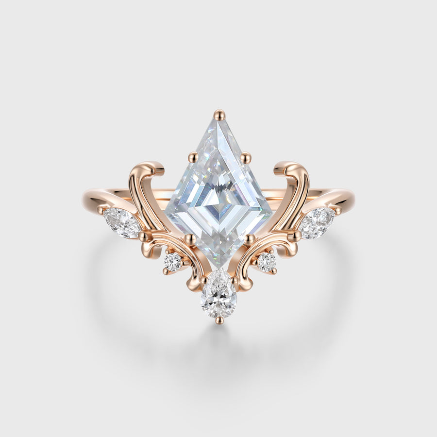 Kite Cut Moissanite Rose Gold Engagement Ring