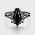 Coffin cut Black Onyx Gothic Bridal Set