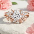 1.0CT~5.0CT Pear cut Lab Grown Diamond Cluster Engagement Ring Set