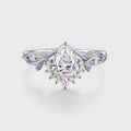 1.0CT~5.0ct  Pear cut Lab grown Diamond Twisted Shank Leaf Engagement Ring