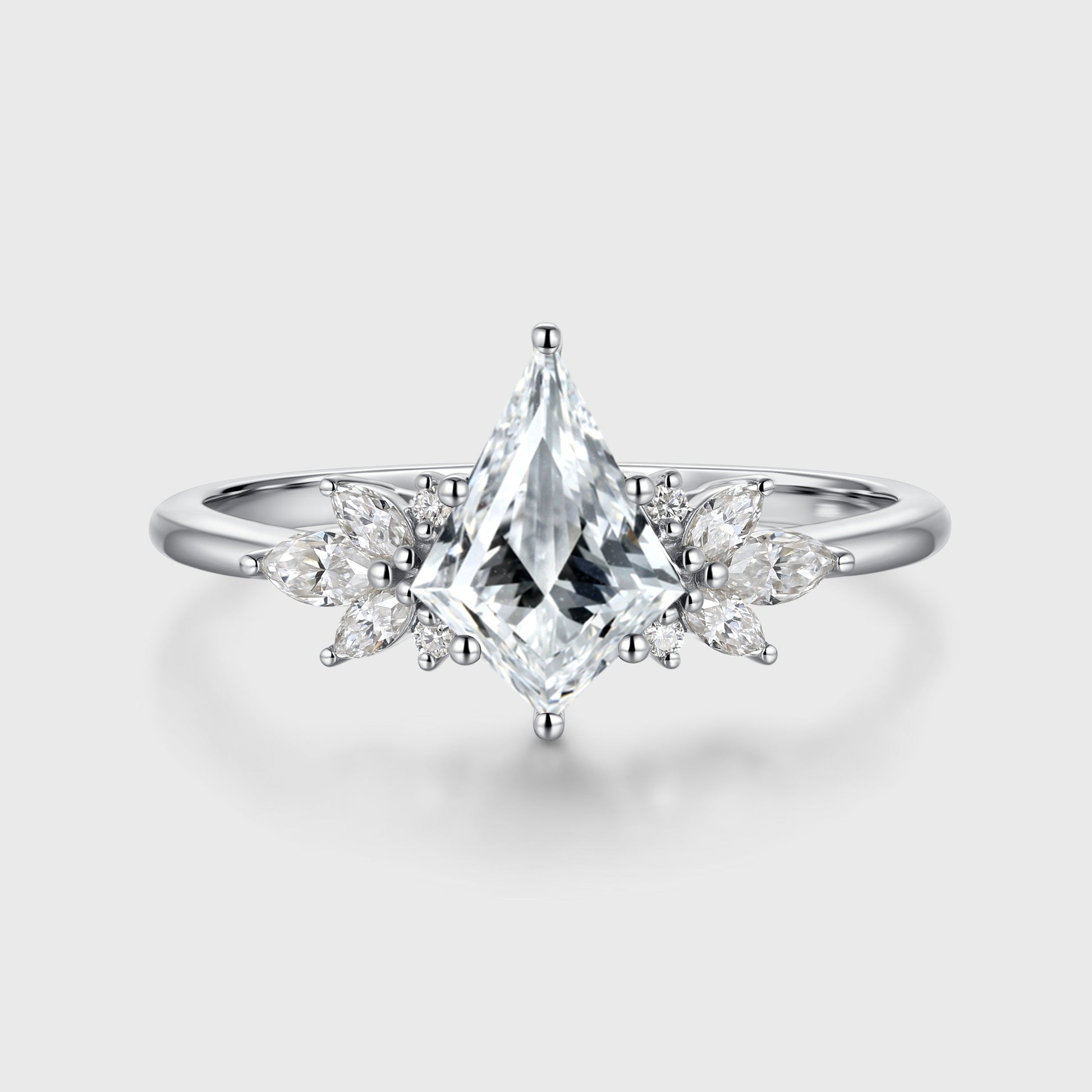 1.0CT~3.0CT Kite cut Lab grown Diamond Cluster Engagement Ring
