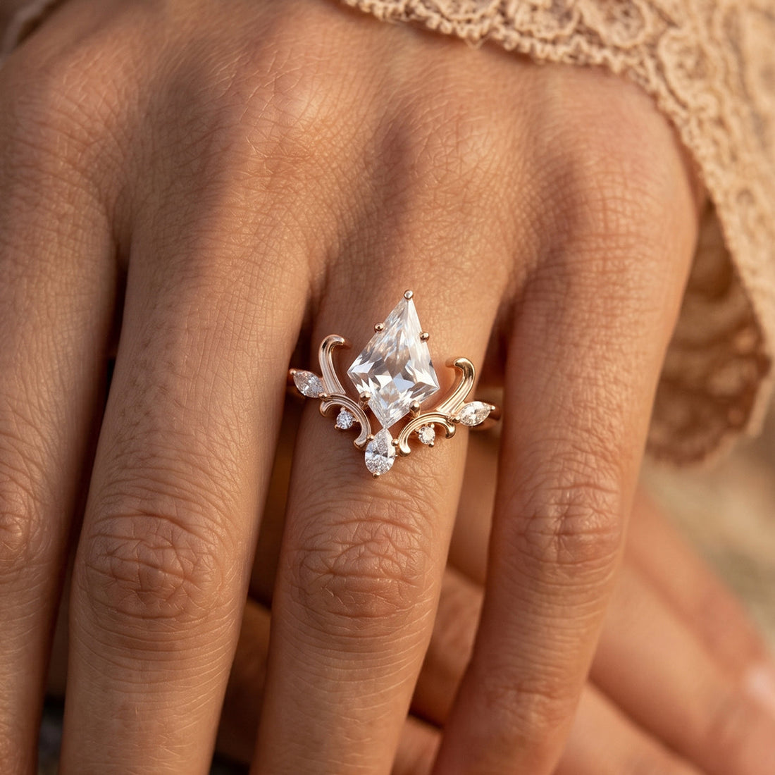 Vintage 1.0CT~3.0CT Kite cut Lab grown Diamond Engagement Ring