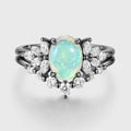 Oval cut Opal Engagement ring Bridal Set