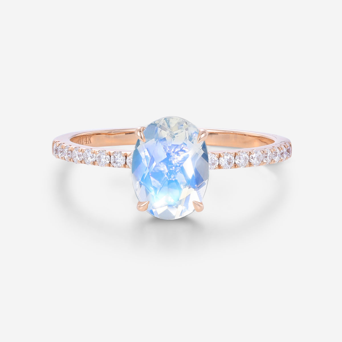 Oval cut Moonstone Half eternity Engagement Ring