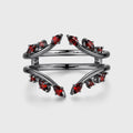 Nature Inspired Garnet Double Curved Wedding Band