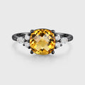 Square cut Citrine Solid Gold Engagement Ring
