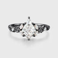 Nature Inspired Solid Gold Kite cut Moissanite Leaf Engagement Ring