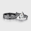 Forever Glow Moissanite Couple Rings |  D Color VVS1 | Rose Gold Leaf Wedding Bridal Set