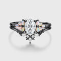Oval Cut Moissanite+Opal Rose Gold Wedding Bridal set