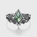 Kite cut Moss Agate Nature Floral Bridal Set