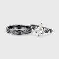 Nature Inspired Moissanite Couple Rings | D Color VVS1 | Rose Gold Leaf Wedding Bridal Set