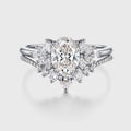 1.0CT~5.0CT Oval cut Lab grown Diamond Cluster Engagement Ring Set