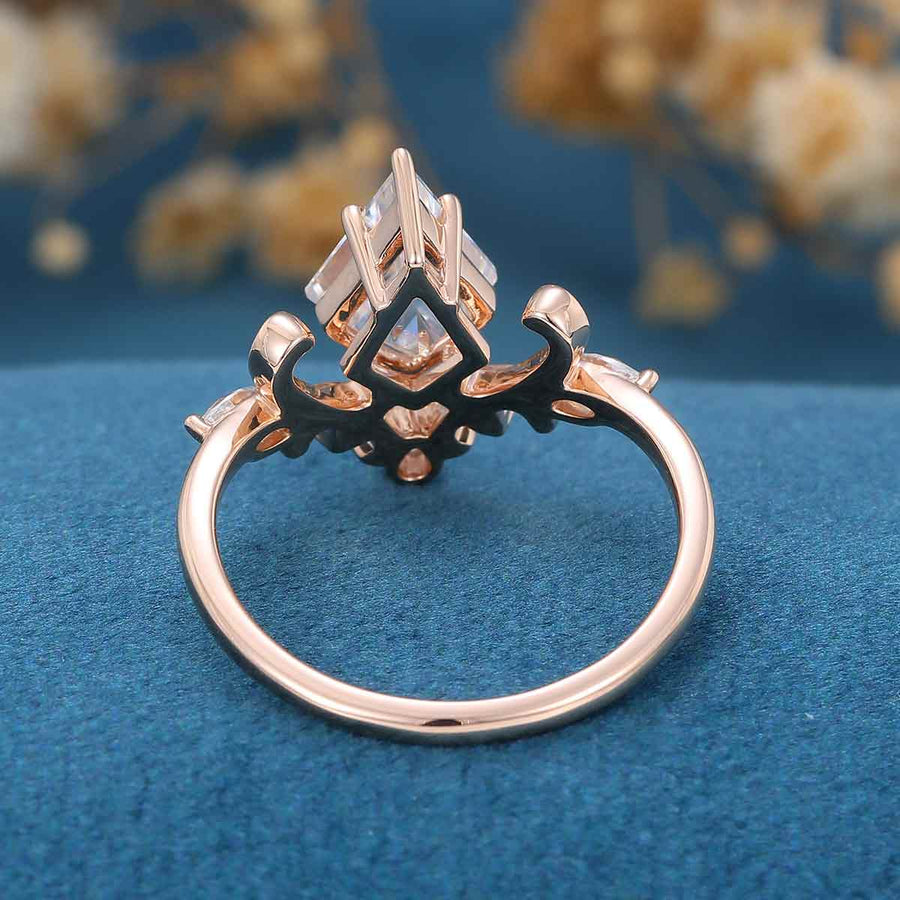 Kite Cut Moissanite Rose Gold Engagement Ring