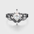Kite cut Moissanite Leaf Vine Split Shank Bridal Set