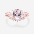 Oval Cut Morganite Cluster Engagement ring Bridal Set