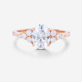 1.5Carat Oval cut Moissanite Cluster Engagement Ring