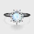 5mm Round cut Moonstone Flower Halo Engagement ring