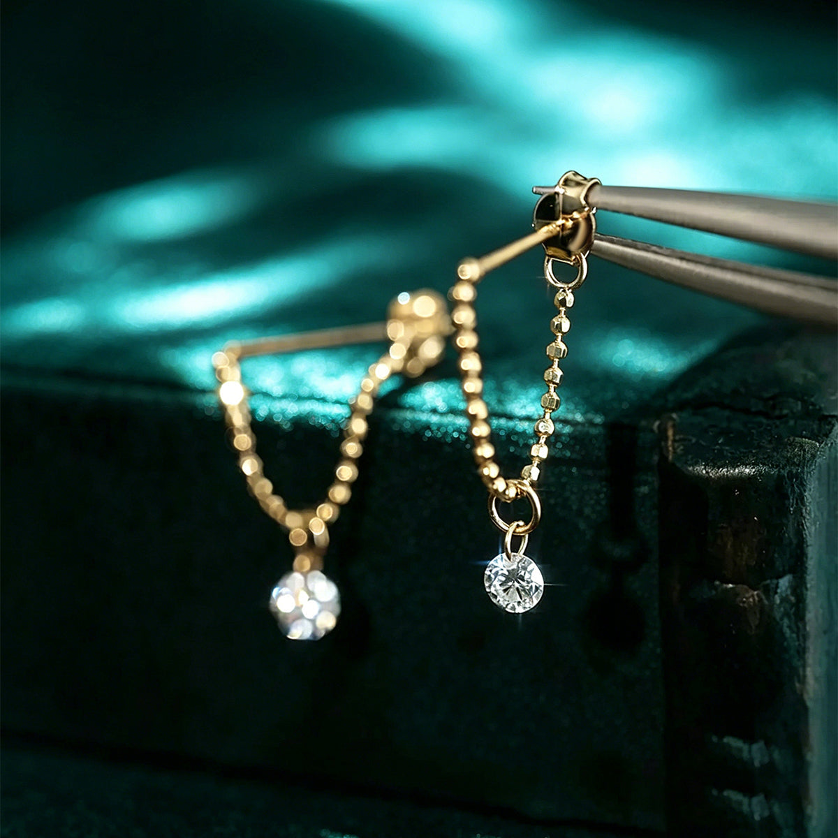 Round Lab grown Diamonds Chain Earrings Set