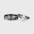 Marquise cut Moissanite Couple Rings | D Color VVS1 | Rose Gold Leaf Wedding Bridal Set