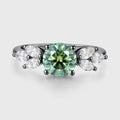 6mm Round Green Moissanite Cluster Engagement ring